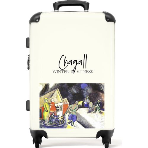 NoBoringSuitcases.com® Großer Koffer - Kunst - Chagall - Zeichnung - Winter - Alte Meister - Kombinationsschloss TSA - Hartschalen Trolley 4 Rollen - 72 liter - Reisekoffer - 66 cmKoffer Mittelgroß 67x43x25 cm, 72L,