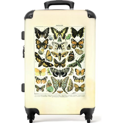 NoBoringSuitcases.com® Großer Koffer - Schmetterling - Natur - Vintage - Illustration - Tiere - Kombinationsschloss TSA - Hartschalen Trolley 4 Rollen - 72 liter - Reisekoffer - 66 cmKoffer Mittelgroß 67x43x25 cm, 72L,