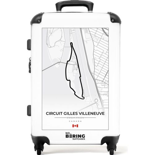 NoBoringSuitcases.com® Großer Koffer - Rennstrecke - Circuit Gilles Villeneuve - Formel 1 - Kanada - Weiß - Kombinationsschloss TSA - Hartschalen Trolley 4 Rollen - 72 liter - Reisekoffer - 66 cmKoffer Mittelgroß 67x43x25 cm, 72L,