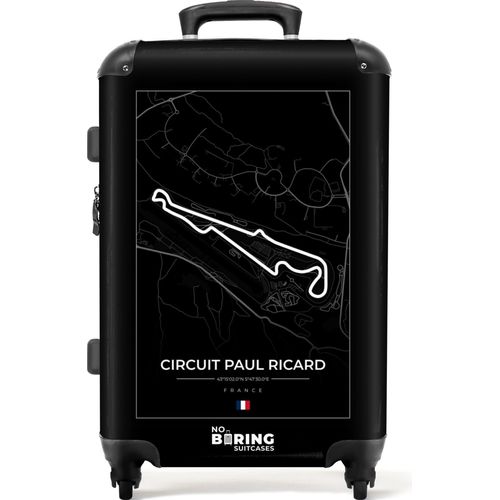 NoBoringSuitcases.com® Großer Koffer - Rennstrecke - Circuit Paul Richard - F1 - Schwarz und weiß - Frankreich - Kombinationsschloss TSA - Hartschalen Trolley 4 Rollen - 72 liter - Reisekoffer - 66 cmKoffer Mittelgroß 67x43x25 cm, 72L,