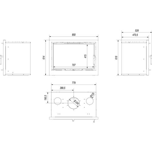 Kamin-Kassette KRATKI ARKE 80 12 kW Ø 200 mit Türfeder