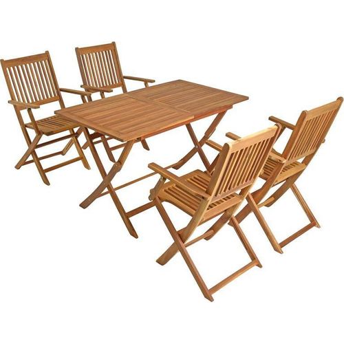 Gartenmöbel Set Sitzgruppe Gartentisch Eckig 4 Stühle mit Armlehne Sitzgarnitur