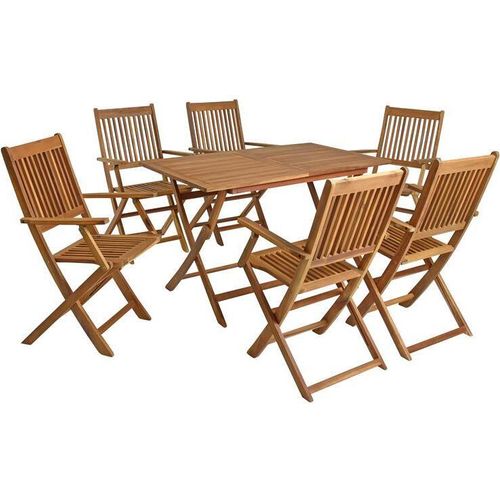 Gartenmöbel Set Sitzgruppe Gartentisch Eckig 6 Stühle mit Armlehne Sitzgarnitur