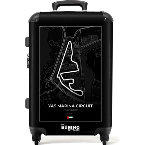 NoBoringSuitcases.com® Großer Koffer - Rennstrecke - Yas Marina Circuit - Formel 1 - Sport - Schwarz und weiß - Kombinationsschloss TSA - Hartschalen Trolley 4 Rollen - 72 liter - Reisekoffer - 66 cmKoffer Mittelgroß 67x43x25 cm, 72L,