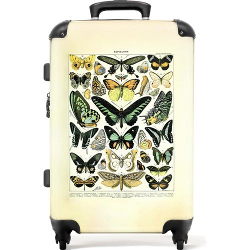 NoBoringSuitcases.com® Großer Koffer - Schmetterling - Natur - Vintage - Tiere - Illustration - Kombinationsschloss TSA - Hartschalen Trolley 4 Rollen - 72 liter - Reisekoffer - 66 cmKoffer Mittelgroß 67x43x25 cm, 72L,