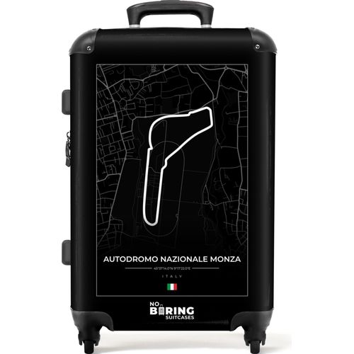 NoBoringSuitcases.com® Großer Koffer - Rennstrecke - Formel 1 - Autodromo Nazionale Monza - Rennsport - Schwarz und weiß - Kombinationsschloss TSA - Hartschalen Trolley 4 Rollen - 72 liter - Reisekoffer - 66 cmKoffer Mittelgroß 67x43x25 cm, 72L,