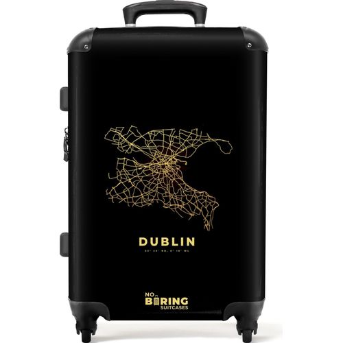 NoBoringSuitcases.com® Großer Koffer - Karte - Gold - Karten - Dublin - Irland - Kombinationsschloss TSA - Hartschalen Trolley 4 Rollen - 72 liter - Reisekoffer - 66 cmKoffer Mittelgroß 67x43x25 cm, 72L,