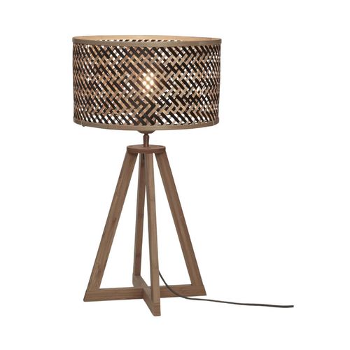 GOOD&MOJO - Tischleuchte Java - Bambus/Schwarz - Ø32x53cm Tischlampe - Nachttischlampe, Wohnzimmer, Schlafzimmer