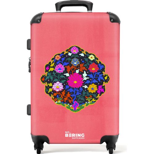 NoBoringSuitcases.com® Großer Koffer - Blumen - Pflanzen - Rosa - Abstrakt - Kunst - Kombinationsschloss TSA - Hartschalen Trolley 4 Rollen - 72 liter - Reisekoffer - 66 cmKoffer Mittelgroß 67x43x25 cm, 72L,