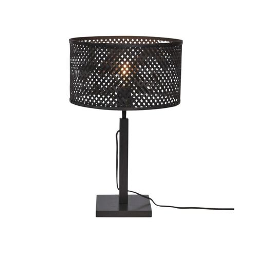 GOOD&MOJO - Tischleuchte Java - Bambus Schwarz - Ø32x38cm Tischlampe - Nachttischlampe, Wohnzimmer, Schlafzimmer