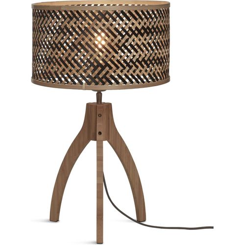 GOOD&MOJO - Tischleuchte Java - Bambus/Schwarz - Ø18cm Tischlampe - Nachttischlampe, Wohnzimmer, Schlafzimmer