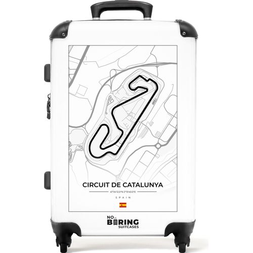 NoBoringSuitcases.com® Großer Koffer - F1 - Rennstrecke - Circuit de Catalunya - Spanien - Weiß - Kombinationsschloss TSA - Hartschalen Trolley 4 Rollen - 72 liter - Reisekoffer - 66 cmKoffer Mittelgroß 67x43x25 cm, 72L,