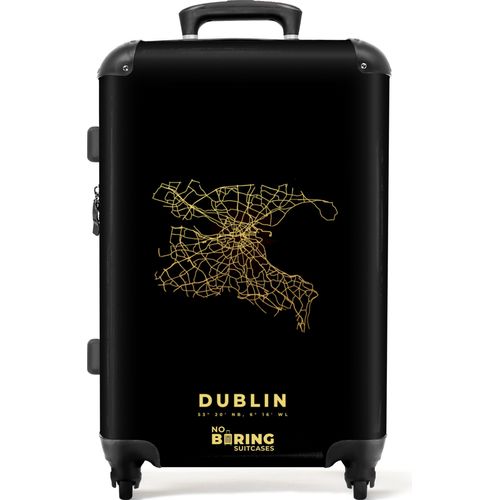 NoBoringSuitcases.com® Großer Koffer - Karte - Dublin - Gold - Karte - Irland - Kombinationsschloss TSA - Hartschalen Trolley 4 Rollen - 72 liter - Reisekoffer - 66 cmKoffer Mittelgroß 67x43x25 cm, 72L,