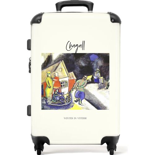 NoBoringSuitcases.com® Großer Koffer - Kunst - Chagall - Zeichnung - Winter - Alte Meister - Kombinationsschloss TSA - Hartschalen Trolley 4 Rollen - 72 liter - Reisekoffer - 66 cmKoffer Mittelgroß 67x43x25 cm, 72L,