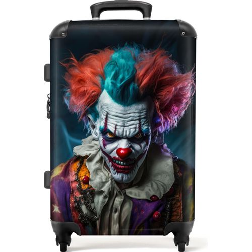 NoBoringSuitcases.com® Großer Koffer - Clown - Make-up - Kostüm - Porträt - Horror - Kombinationsschloss TSA - Hartschalen Trolley 4 Rollen - 72 liter - Reisekoffer - 66 cmKoffer Mittelgroß 67x43x25 cm, 72L,
