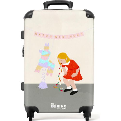 NoBoringSuitcases.com® Großer Koffer - Abstrakt - Geburtstag - Pinata - Mädchen - Kombinationsschloss TSA - Hartschalen Trolley 4 Rollen - 72 liter - Reisekoffer - 66 cmKoffer Mittelgroß 67x43x25 cm, 72L,