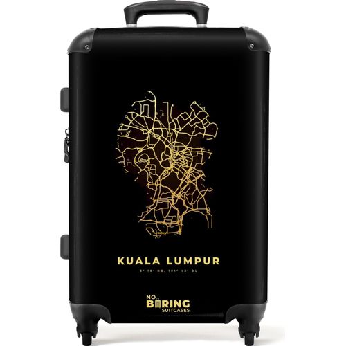 NoBoringSuitcases.com® Großer Koffer - Karte - Gold - Karte - Kuala Lumpur - Malaysia - Kombinationsschloss TSA - Hartschalen Trolley 4 Rollen - 72 liter - Reisekoffer - 66 cmKoffer Mittelgroß 67x43x25 cm, 72L,