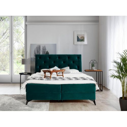 Laos Polsterbett 140 - 180 cm; Dunkelgrün (Webstoff), Liegefläche:180 x 200 cm