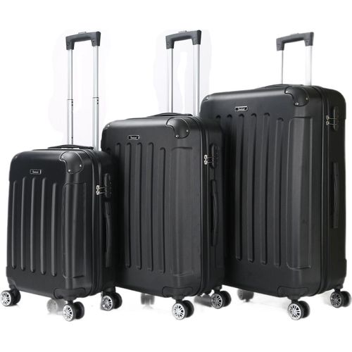 Reisekoffer Koffer 3 tlg Hartschale Trolley Set Kofferset Handgepäck Gepäck Reisetasche Schwarz