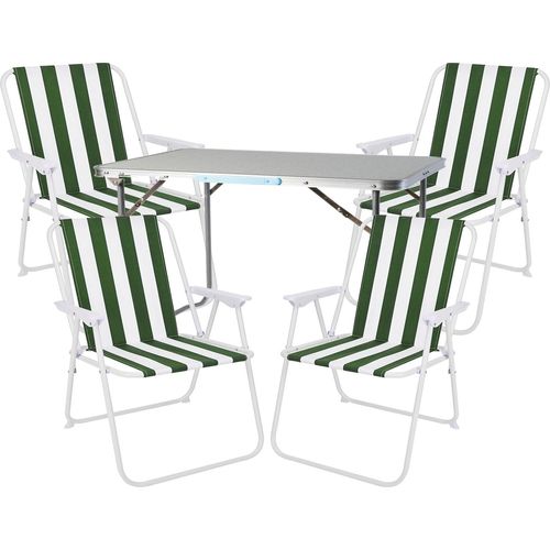 5-teiliges Campingmöbel Set Alu L70xB50xH59cm grün-weiß