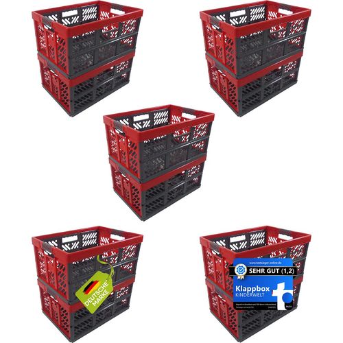 Profi Klappbox 45 L bis 50 kg anthrazit / rot Faltbox Box Kiste 10 x