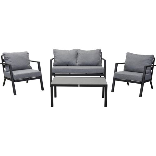 LC Garden Living Lounge Set schwarz 4tlg. Sitzgruppe Loungemöbel Sitzgarnitur