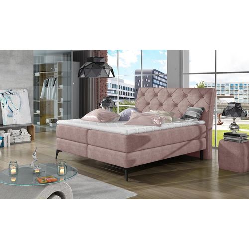 Laos Polsterbett 140 - 180 cm; Rosa (Velour), Liegefläche:140 x 200 cm