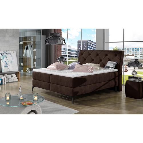 Laos Polsterbett 140 - 180 cm; Dunkelbraun (Velour), Liegefläche:140 x 200 cm