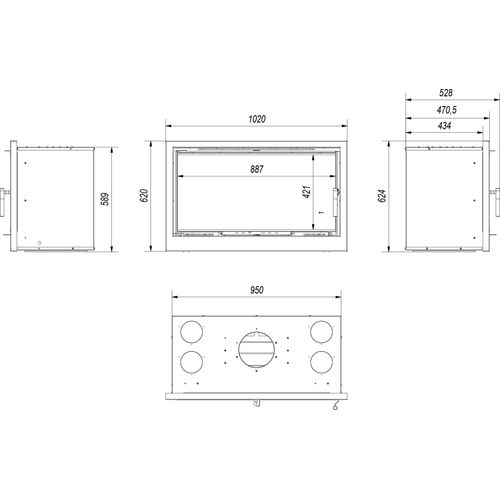 Kamin-Kassette KRATKI ARKE 95 14 kW Ø 200 schwarz Verkleidung