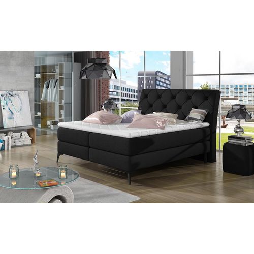 Laos Polsterbett 140 - 180 cm; Schwarz (Webstoff), Liegefläche:160 x 200 cm
