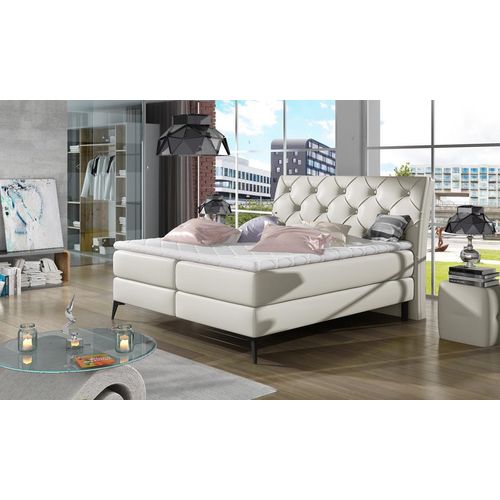 Laos Polsterbett 140 - 180 cm; Beige (Kunstleder), Liegefläche:140 x 200 cm