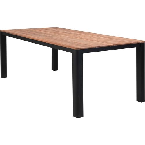Gartentisch - Braun - Schwarz - Aluminium - Teakholz - 200 x 100 cm