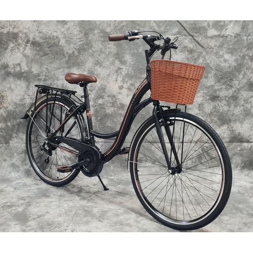 28 Zoll Damencityrad 21-Gang Shimano Kettenschaltung, Gepäckträger, Licht und Korb NEU 2810-SCHWARZ (2024)