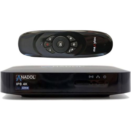 Anadol IP8 4K UHD IP-Receiver mit Maxytec e40 Wireless Air Mouse & Tastatur (Linux E2 + Define OS)