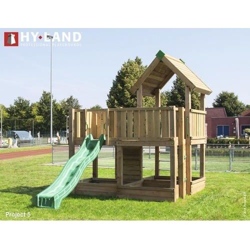 Spielturm Hyland Projekt 5 Holz mit Sandkasten, Rutsche grün