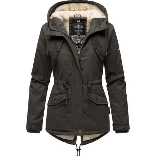 Marikoo Manolya Damen Winter Jacke Stepp Parka Mantel Teddyfell warm gefüttert Manolya Anthrazit Gr. 36 - S