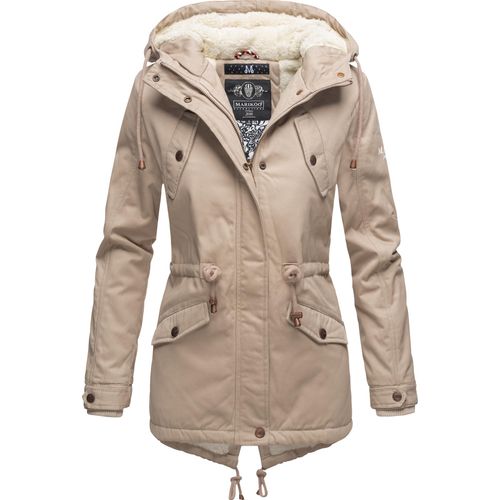 Marikoo Manolya Damen Winter Jacke Stepp Parka Mantel Teddyfell warm gefüttert Manolya Taupe Gr. 44 - XXL