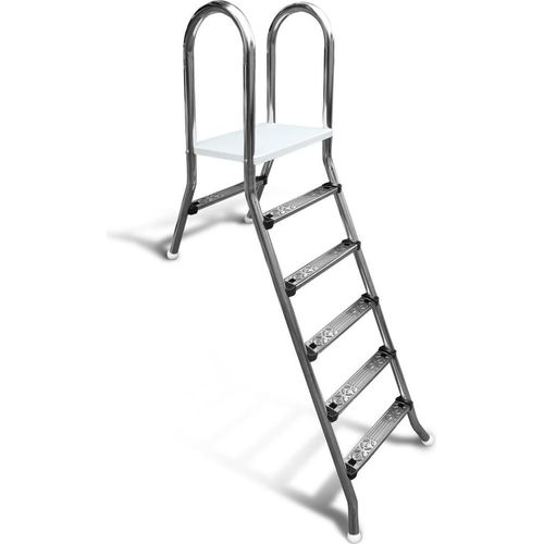 Hochbeckenleiter V2A CLASSIC Poolleiter aus Edelstahl 1x5 und 1x1 Stufe 1,50 m