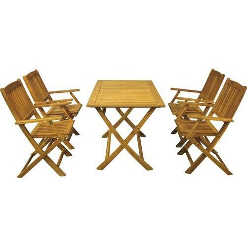 Gartenmöbelset GARDEN PLACE Cara Akazie 4-Sitzer 5 tlg. braun aus robustem Akazienholz, klappbar