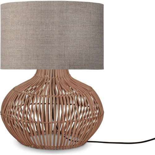GOOD&MOJO - Tischleuchte Kalahari - Taupe/Rattan - Ø32cm Tischlampe - Nachttischlampe, Wohnzimmer, Schlafzimmer