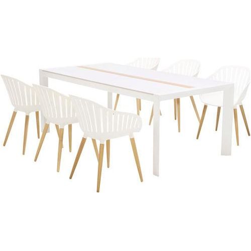 Gartenmöbelset GARDEN PLACE Emmi 6-Sitzer 7 tlg. weiß aus Aluminium, WPC , Kunststoff und Holz