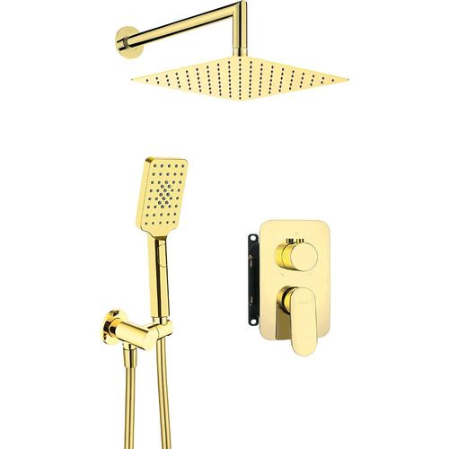 Duschsystem Unterputz, mit Mischbox und Regendusche in gold ALPINIA-30