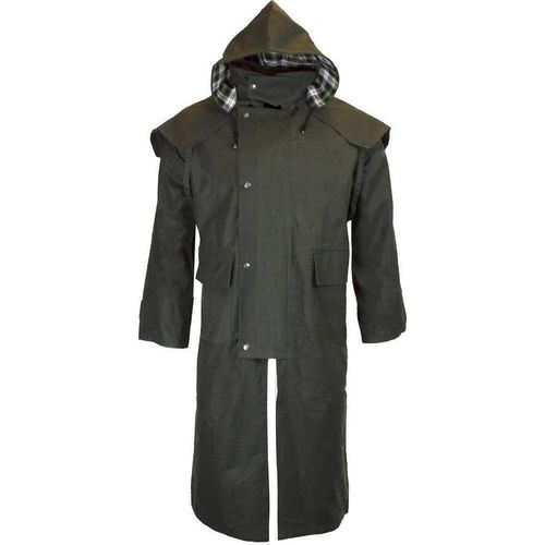 Gewachster Mantel mit Kapuze Olive 3XL