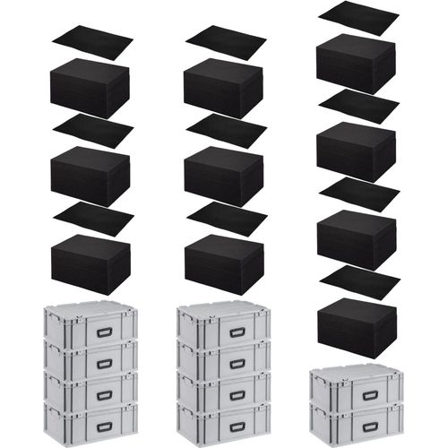SparSet 10x Eurobox NextGen Portable mit Rasterschaumstoff & Schaumstoffeinlage | HxBxT 23,5x40x60cm | 44 Liter | Eurobehälter, Transportbox, Transportbehälter, Stapelbehälter