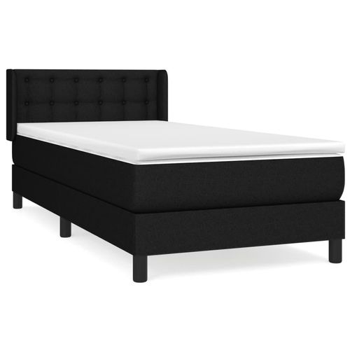 Boxspringbett - HOMMIE - Polster-Bett mit Matratze, Schwarz 80x200 cm Stoff