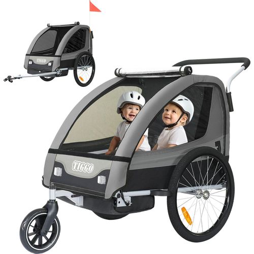 TIGGO® 2in1 Fahrradanhänger 5-Punkt Sicherheitsgurt Jogger Kinderanhänger Joggerfunktion Kinderfahrradanhänger für 1 bis 2 Kinder 360° Drehbar 50402