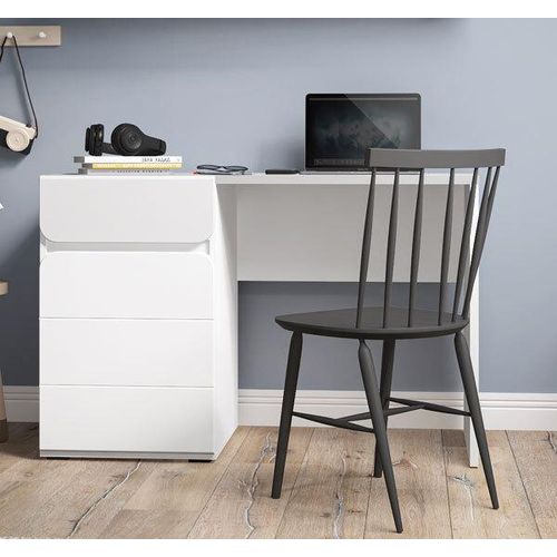 Schreibtisch Kinderschreibtisch Albi 118x54x77cm weiß grau Hochglanz
