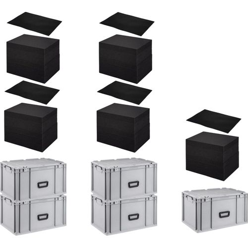 SparSet Eurobox 5x NextGen Portable mit Rasterschaumstoff & Schaumstoffeinlage | HxBxT 33,5x40x60cm | 65 Liter | Eurobehälter, Transportbox, Transportbehälter, Stapelbehälter