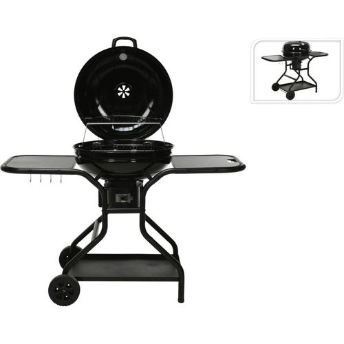 ProGarden Grill mit Rädern und Beistelltisch Schwarz