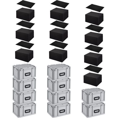 SparSet 10x Eurobox NextGen Portable mit Rasterschaumstoff & Schaumstoffeinlage | HxBxT 23,5x30x40cm | 20 Liter | Eurobehälter, Transportbox, Transportbehälter, Stapelbehälter